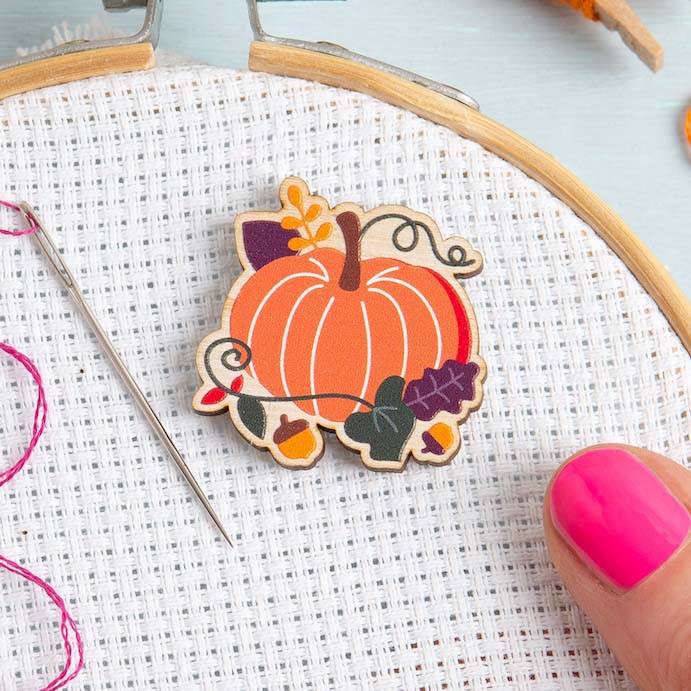 Pumpkin Gnome Magnetic Needle Minder  Festive Craft Gift  From Hawthorn Handmade