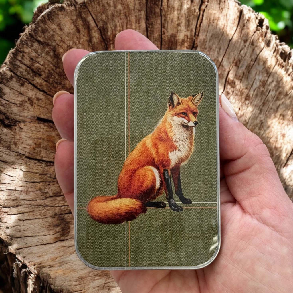 Woodland Fox Tin NEEDLE CASE NEEDLE ORGANIZER-Large
