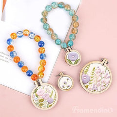 Mini Wood Embroidery Hoop Pendant Ornament Decoration-0.98 inch diameter