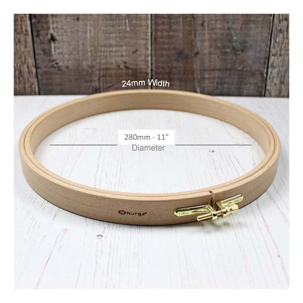 Nurge Hoop #7-11 Inch Diameter  -One Inch Thick-  Beechwood Screwed Embroidery Hoop