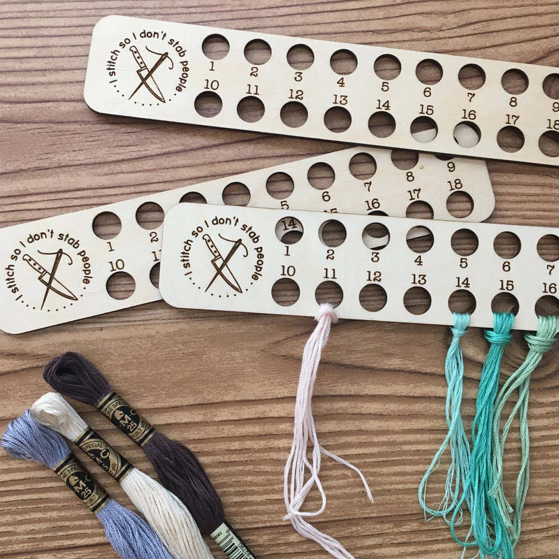 I Stitch So I Don't Stab Embroidery Floss Organizer For 18 Colors by Snarky Crafter Designs