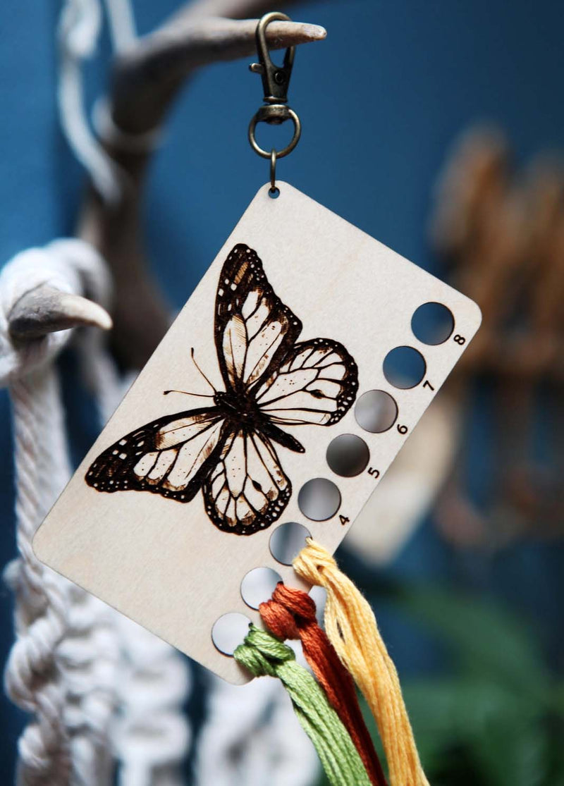 Butterfly Embroidery Floss Storage Holder - Maple Wood From Sunrise Grove