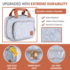 Blue Multi Compartment Travel Bag with Hanging Hook - Stitching Accessories Craft Organizer