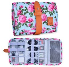 Floral Roll Bag - Travel Accessories Craft Stitcher Organizer Tidy Roll