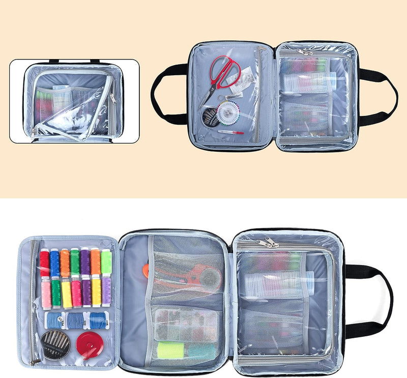 Large Sewing Organizer - 3 Inner Sections- Sewing Supply Organizer with Pockets By Luxja-Purple