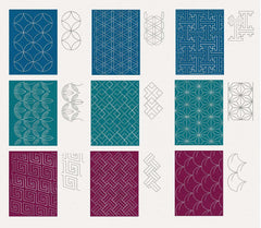 Sashiko Stencils, Traditional Collection: 9 Embroidery Designs 3” x 5”, Accurate Stitches & Spacing Every Time