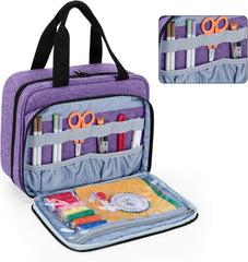 Large Sewing Organizer - 3 Inner Sections- Sewing Supply Organizer with Pockets By Luxja-Purple