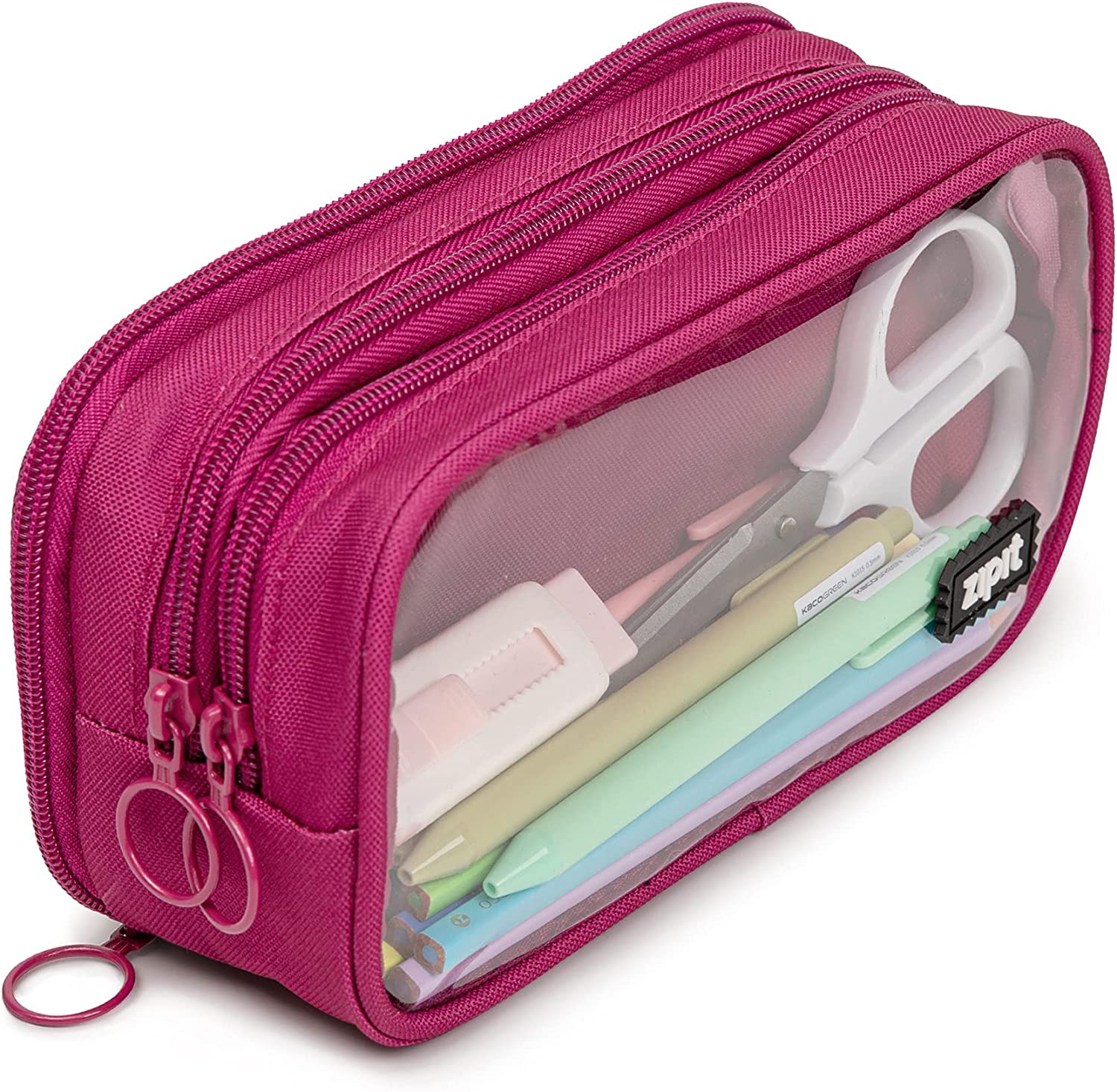 WEMATE Large Pencil Case, Pouch with Zipper Compartments, Light