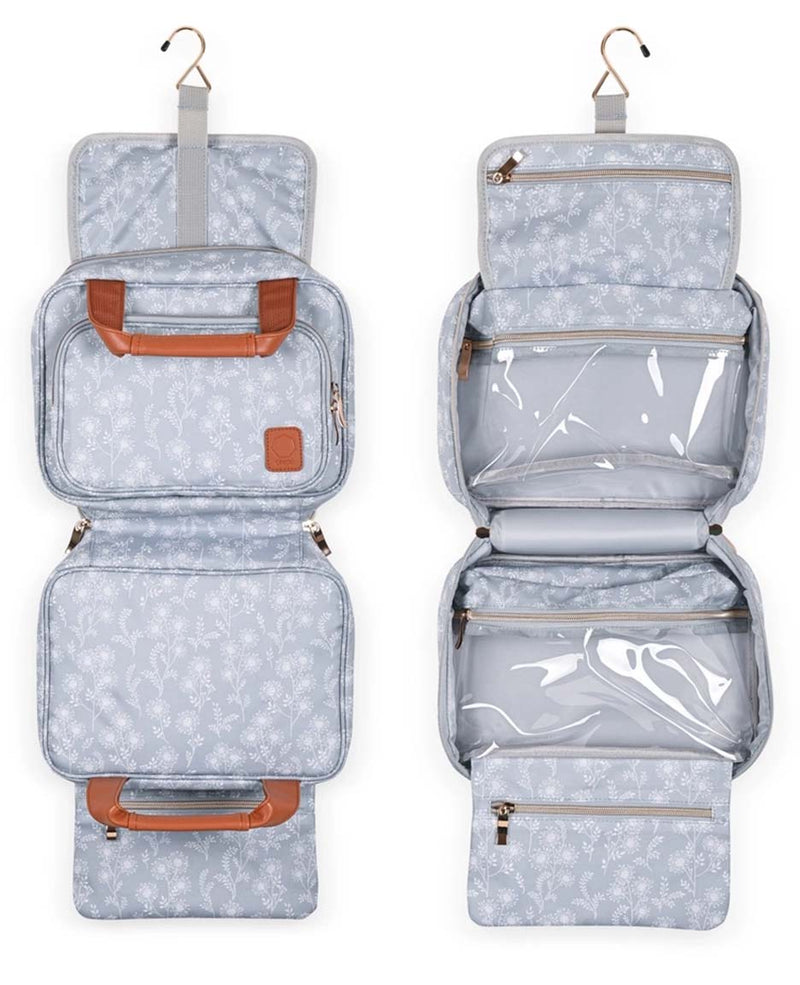Blue Multi Compartment Travel Bag with Hanging Hook - Stitching Accessories Craft Organizer
