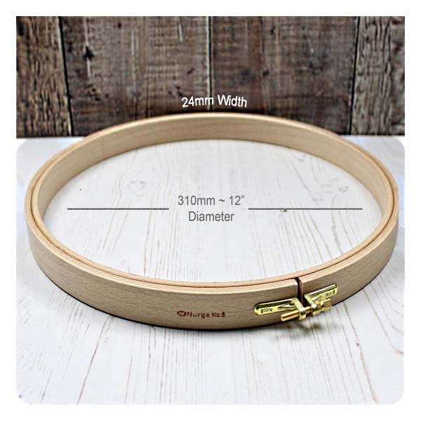 Nurge Hoop #8-12 Inch Diameter  -One Inch Thick-  Beechwood Screwed Embroidery Hoop