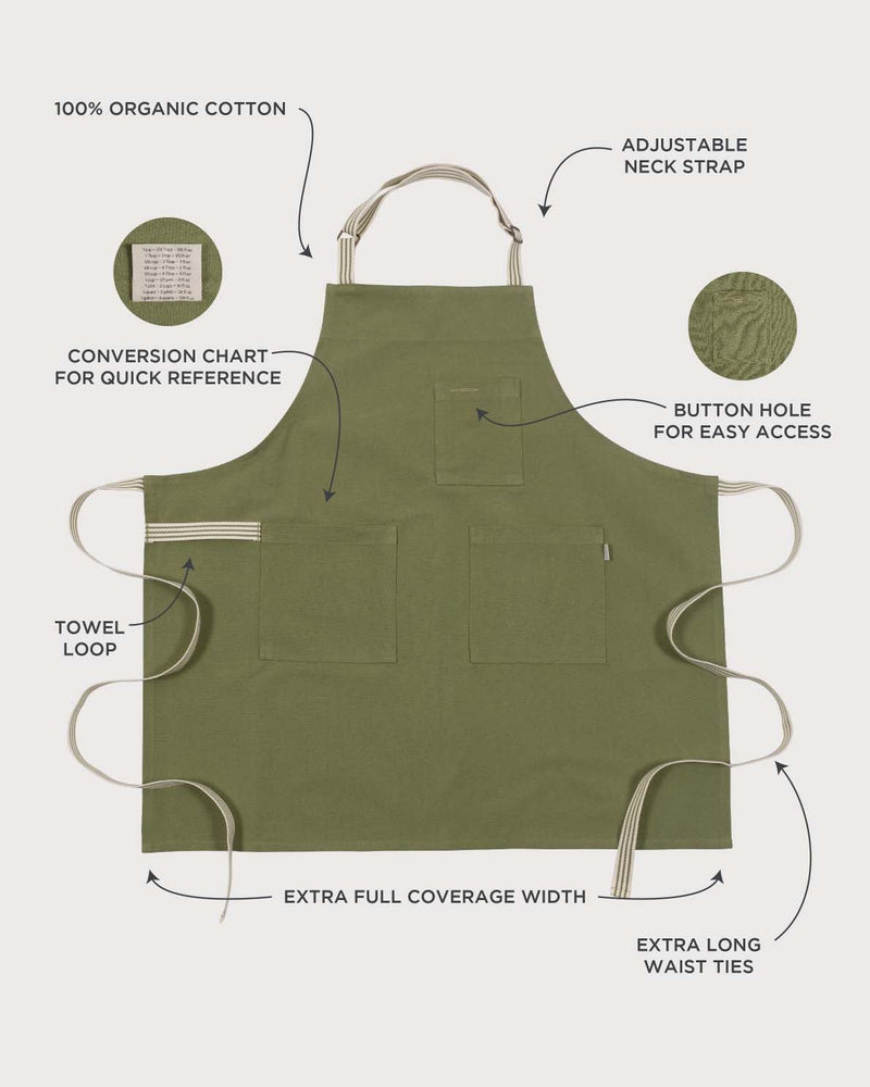 KAF Home Rooted Sustainable Chef's Apron - 32 X 30-Sequoia Green