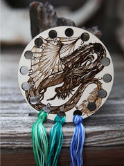 Dragon Embroidery Floss Storage Holder - Circle Maple Wood From Sunrise Grove
