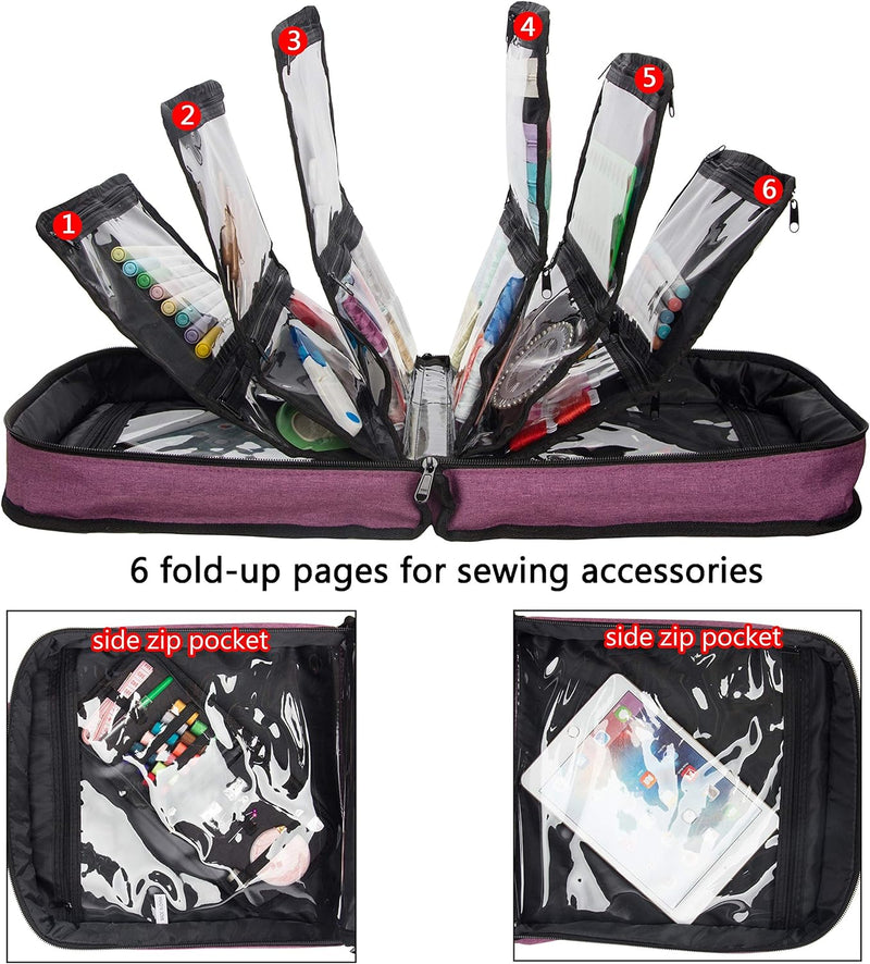 Embroidery X-Stitch Bag, Sewing Accessories Storage Bag, with Handles- Purple