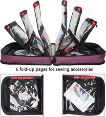 Embroidery X-Stitch Bag, Sewing Accessories Storage Bag, with Handles- Purple