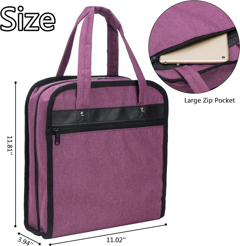 Embroidery X-Stitch Bag, Sewing Accessories Storage Bag, with Handles- Purple