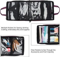 Embroidery X-Stitch Bag, Sewing Accessories Storage Bag, with Handles- Purple