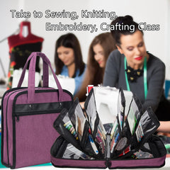Embroidery X-Stitch Bag, Sewing Accessories Storage Bag, with Handles- Purple