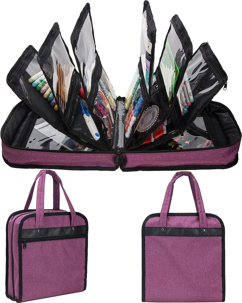 Embroidery X-Stitch Bag, Sewing Accessories Storage Bag, with Handles- Purple