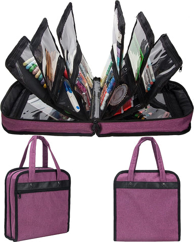 Embroidery X-Stitch Bag, Sewing Accessories Storage Bag, with Handles- Purple