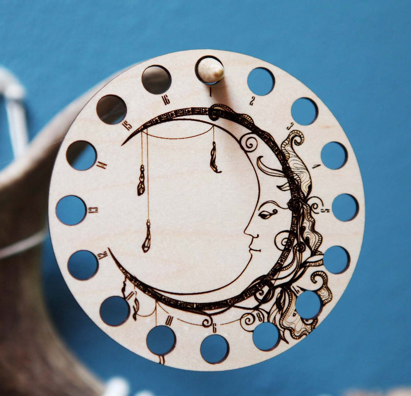 Crescent Moon Maple Wood Thread Storage Holder From Sunrise Grove