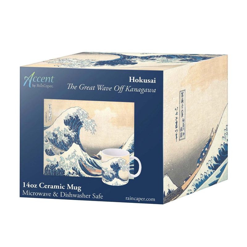 14 oz Ceramic Mug - Hokusai the Great Wave From Rain Capers