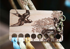 Cherry Wood Barn Swallow Embroidery Floss Storage Holder From Sunrise Grove