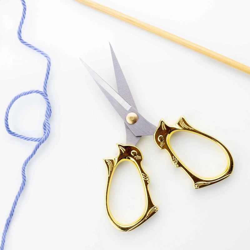 Golden Cat Embroidery Scissors with Sheath From Twice Sheered Sheep