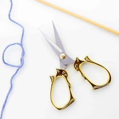 Golden Cat Embroidery Scissors with Sheath From Twice Sheered Sheep