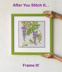 Purple Flowering Wisteria Counted Cross Stitch Pattern DIGITAL DOWNLOAD