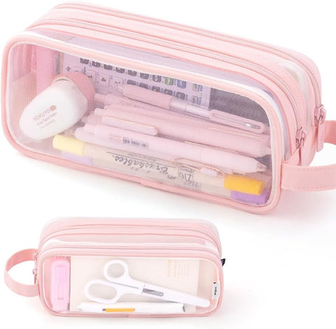 MEDIUM GRID MESH ORGANIZER CASE By AngooBaby-Pink