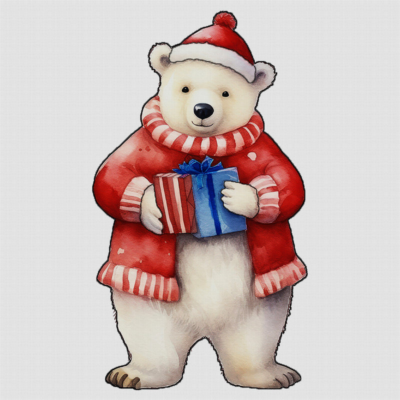 Bearing Holiday Presents Counted Cross Stitch Pattern