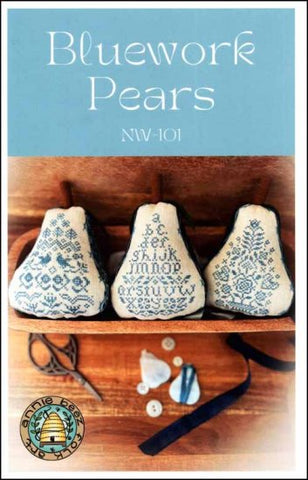 Bluework Pears by Annie Beez Folk Art Counted Cross Stitch Pattern