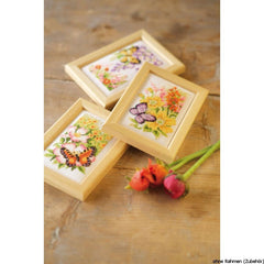 Butterflies & Flowers Mini (18 count) by Vervaco  Counted Cross Stitch Kit-package of 3 Miniatures or Cards