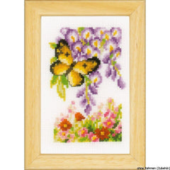 Butterflies & Flowers Mini (18 count) by Vervaco  Counted Cross Stitch Kit-package of 3 Miniatures or Cards