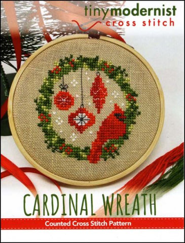 Cardinal Wreath By The Tiny Modernist Counted Cross Stitch Pattern