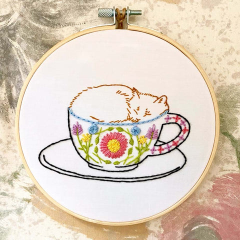 Catpuccino  Coffee Cat Embroidery Kit By Stitches By Tiff (Copy)