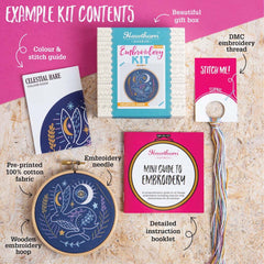 Celestial Hare Mini Embroidery Kit  Complete Craft Kit For Beginners From Hawthorn Handmade