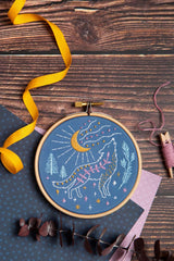 Celestial Wolf Mini Embroidery Kit Complete Craft Kit For Beginners From Hawthorn Handmade