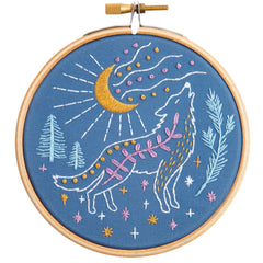 Celestial Wolf Mini Embroidery Kit Complete Craft Kit For Beginners From Hawthorn Handmade