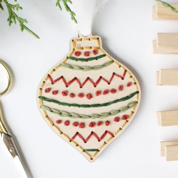 Christmas Ornament Kit, Embroidery Ornament DIY, Festive ornament