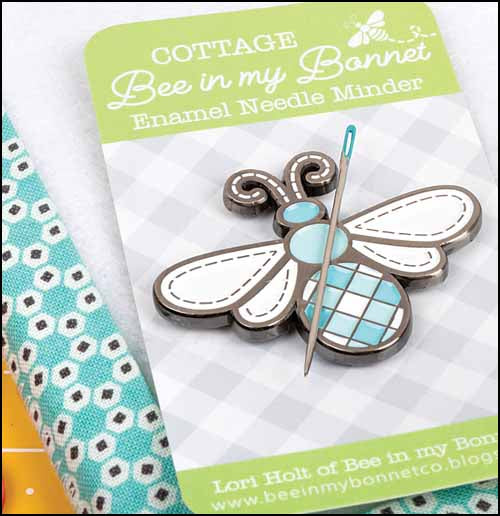 Cottage Bee Needle Minder in Blue Magnetic Needle Minder by it's Sew Emma Stitchery