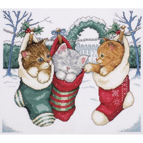 Cozy Kittens in Christmas Stockings by Design Works Counted Cross Stitch Kit 2
