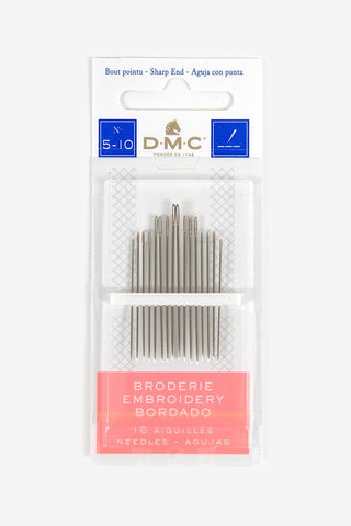 DMC Embroidery Needles- Sizes 5/10 Embroidery-15 needles per pack