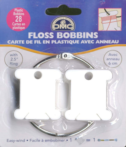 DMC Plastic 28 Floss Bobbins with Metal Ring