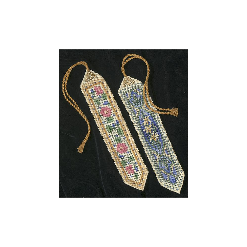 Elegant Flower Bookmarks-Dimensions Gold Collection Counted Cross Stitch Kit 9" 2/Pkg