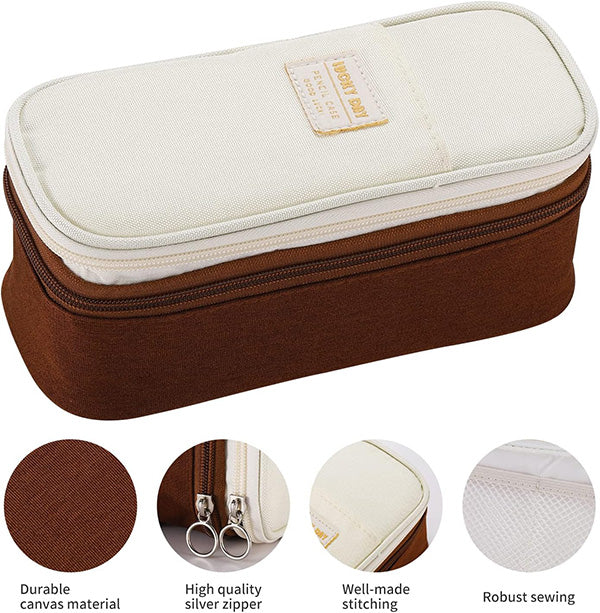 ESSENTIAL BIG ORGANIZER CASE By Dugio-2 Tone Brown and White