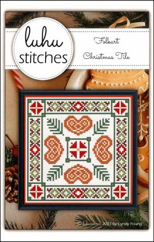 Folkart Christmas Tile by Lulu Stitches Counted Cross Stitch Pattern