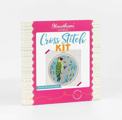 Green Woodpecker Cross Stitch Kit  Beginner Craft Kit From Hawthorn Handmade