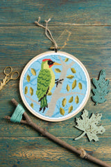 Green Woodpecker Cross Stitch Kit  Beginner Craft Kit From Hawthorn Handmade