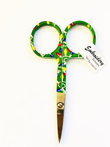 HOLIDAY EMBROIDERY SCISSORS -Green Holiday Lights